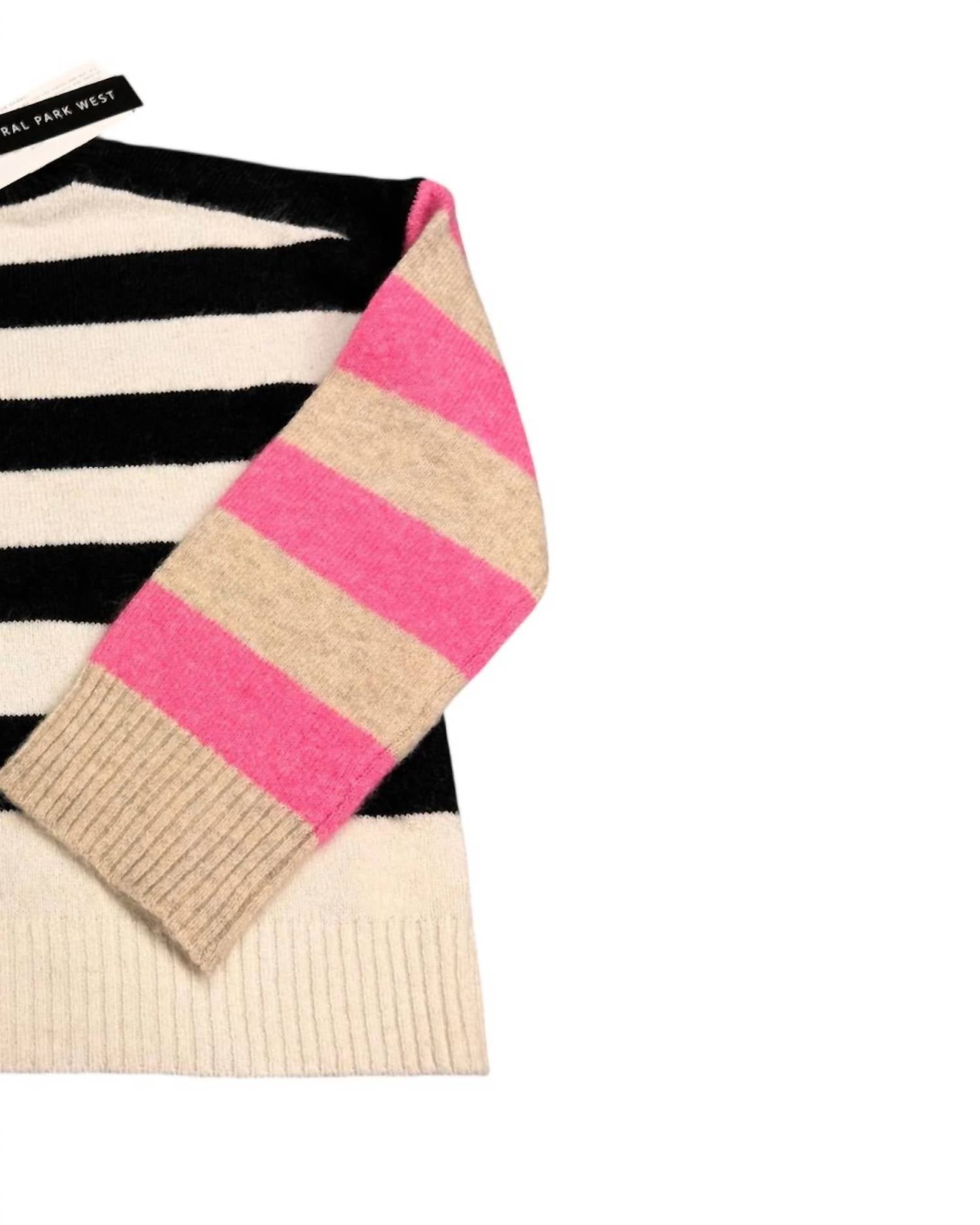 Central Park West Women's Stripe Sweater in multi - women's sweater - detail view