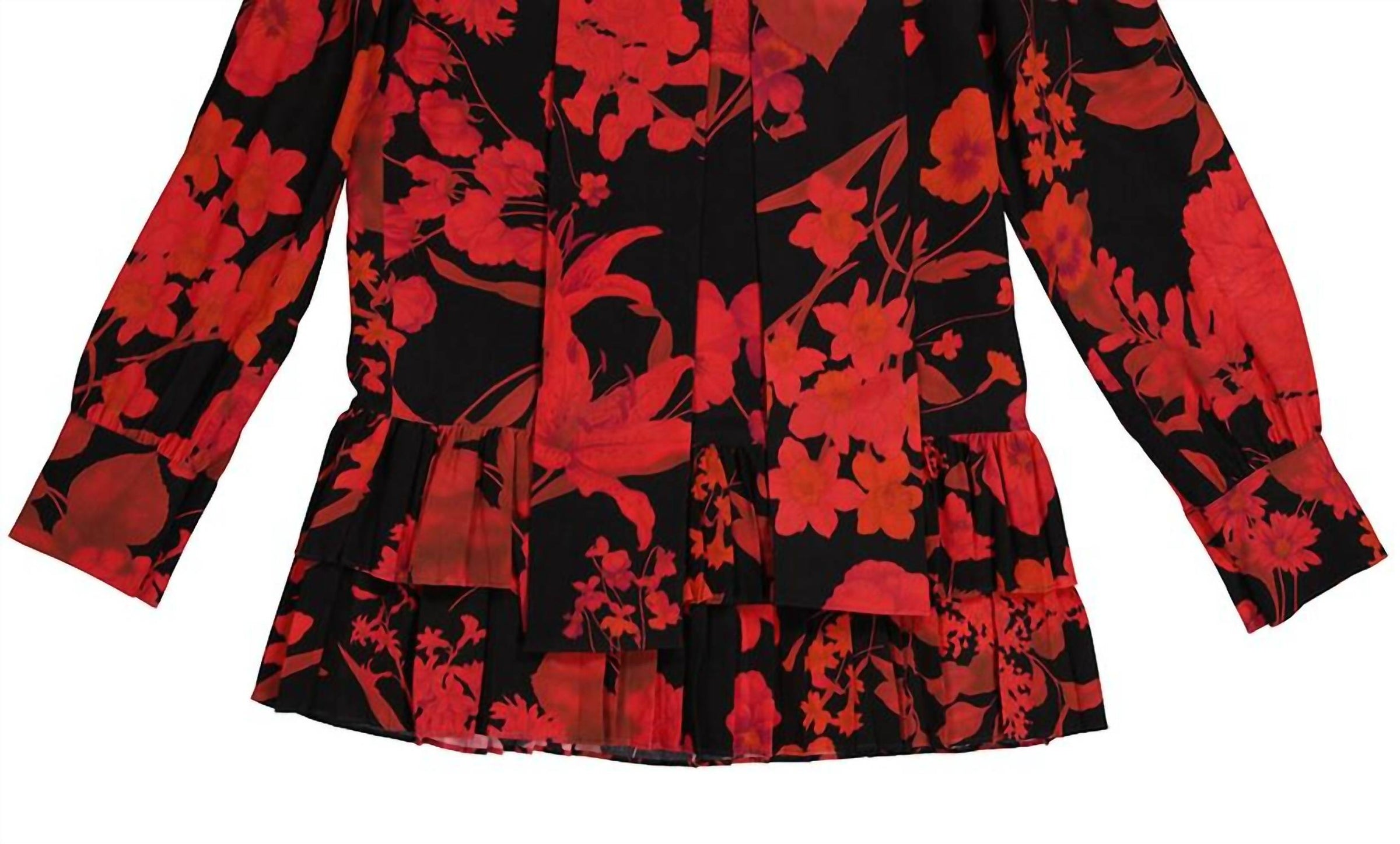 Valentino - Floral Print Pleated Trim Blouse