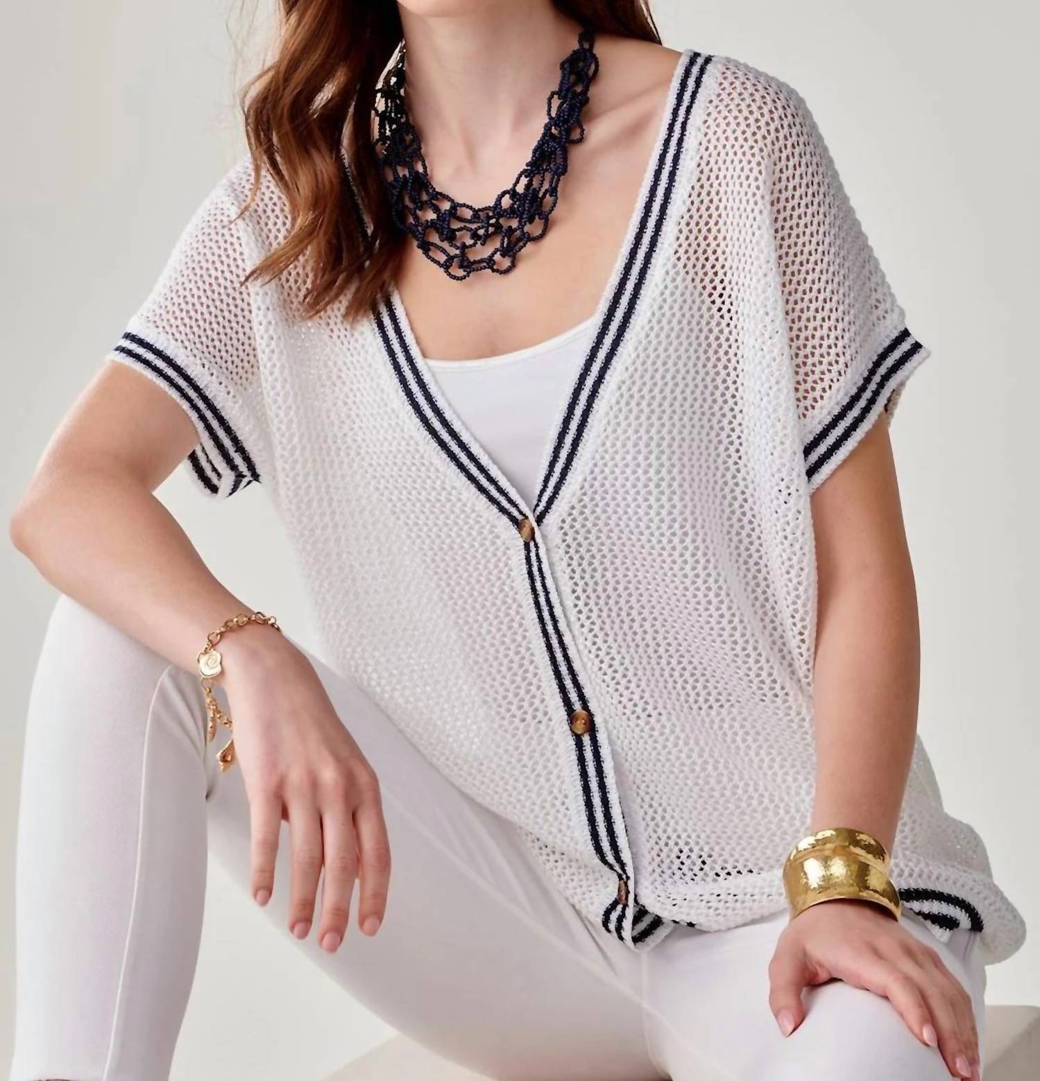 Charlie Paige - Stripe Trim Cardigan