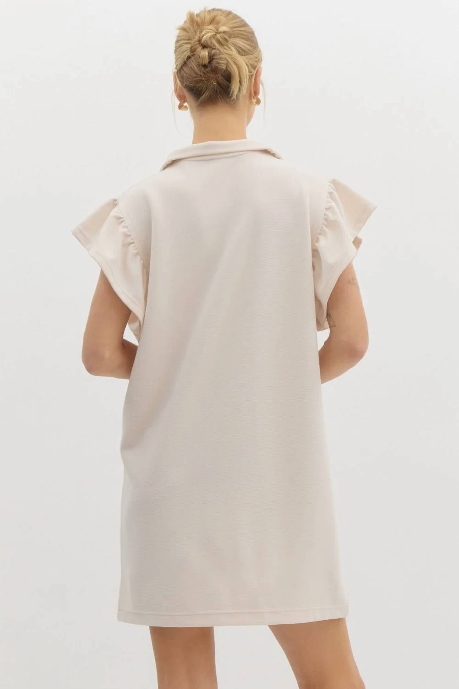 Entro - Half Zip Flutterband Mini Dress