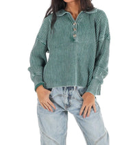 Zenana - Always on Point Collared Sweater