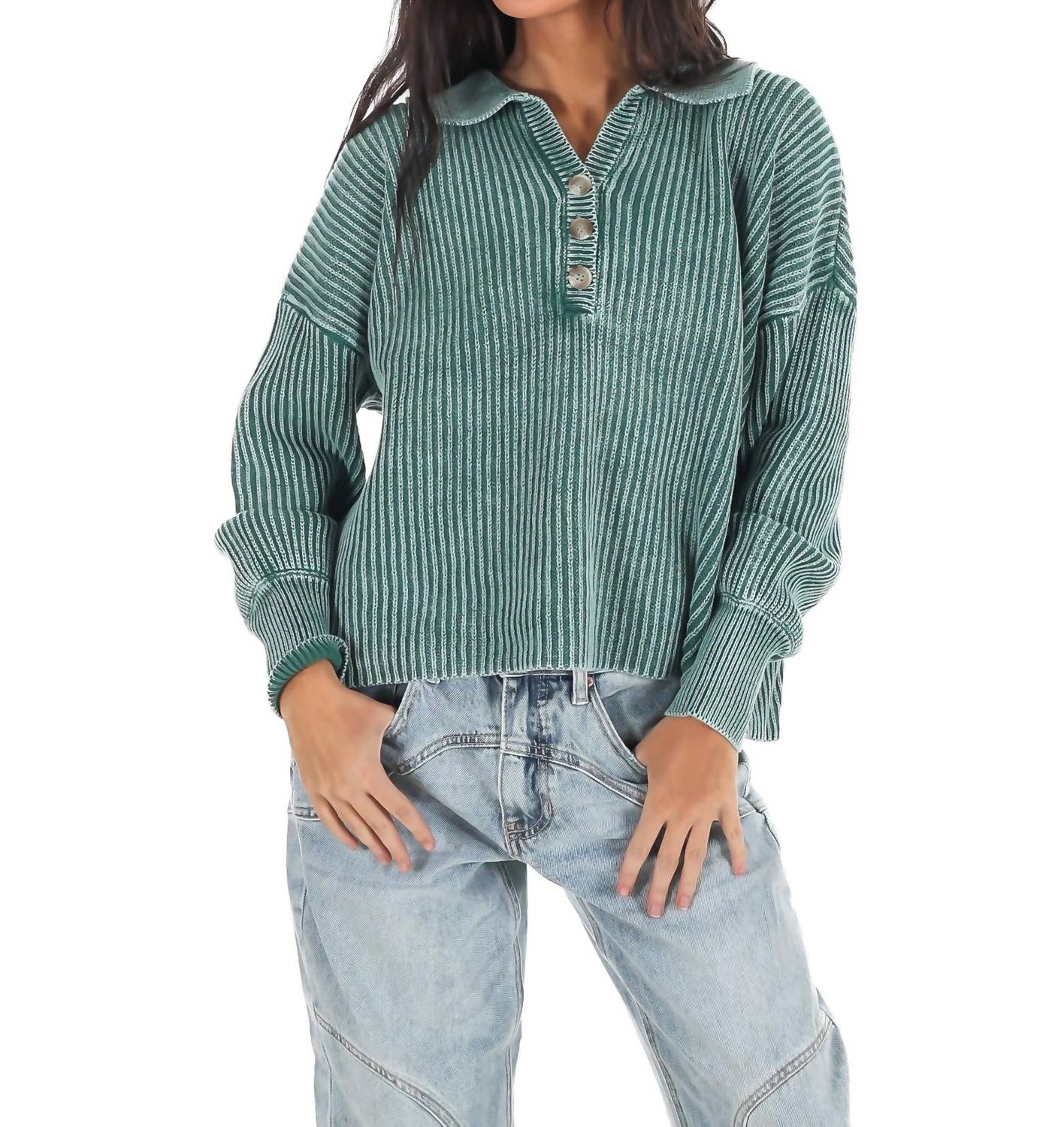 Zenana - Always on Point Collared Sweater