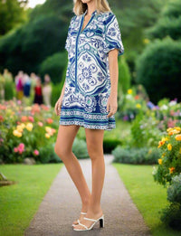 Thml - Tile Print Puff Sleeve Mini Dress