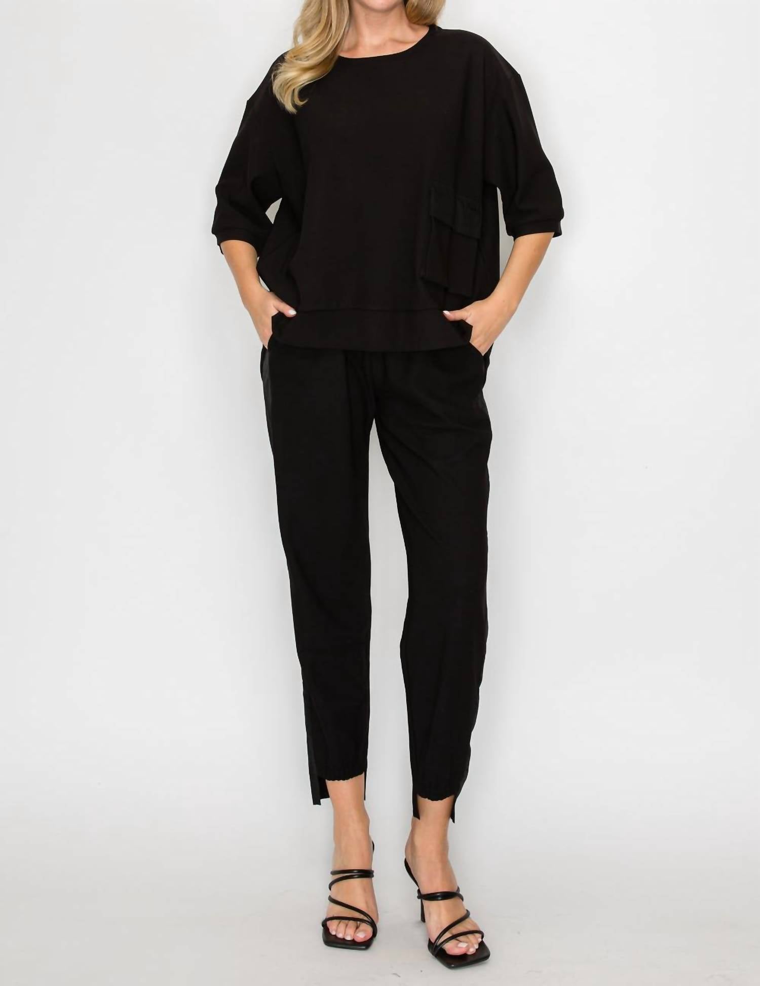 Joh - Karen Knit Crepe Top With Front Pocket