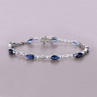 Diana M Jewels Women's Marquise Natural Sapphire Bracelet (5.58 Ct) - Elegant in 14k white gold - women's jewelry - detail view
