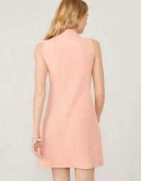 spartina 449 Serena Sleeveless Half-Zip Dress in coral - women's dress - detail view