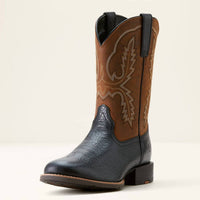 ARIAT Men's Sport Stratten Cowboy Boot - Medium in black adobe weathered chestnut - men's boots - detail view