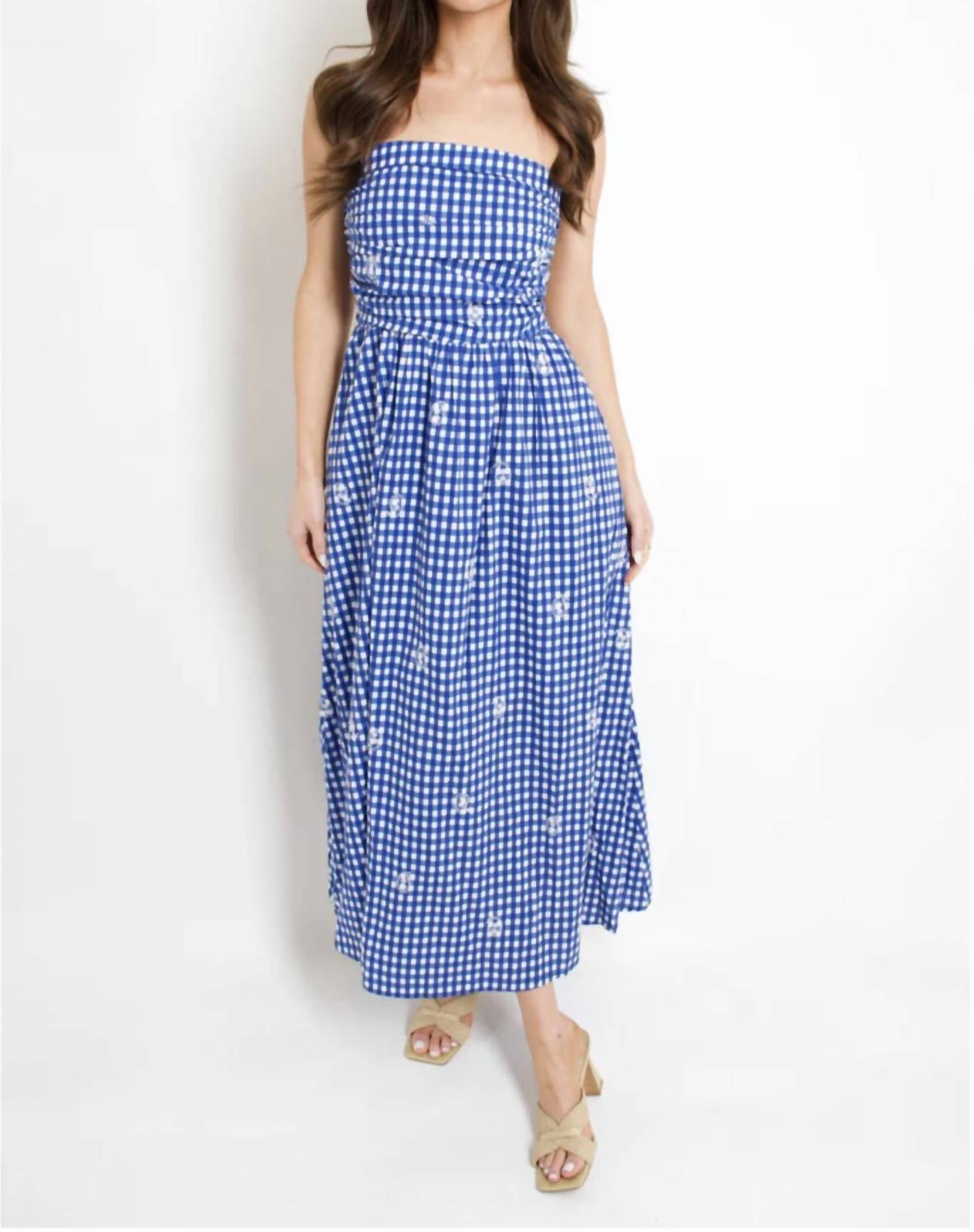 Meet Me In Santorini - Azure Lace Tube Maxi Dress