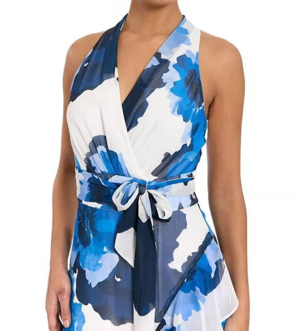 London Times - Floral Ruffled Faux-Wrap Maxi Dress
