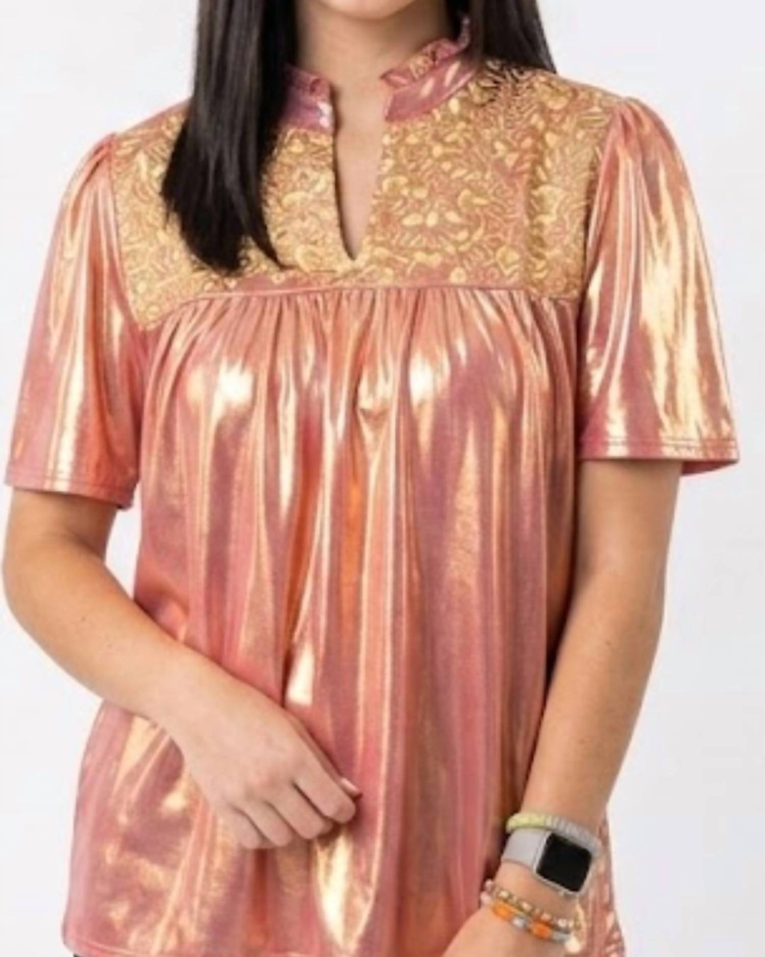 Layerz Clothing - V-neck Embroidered Top