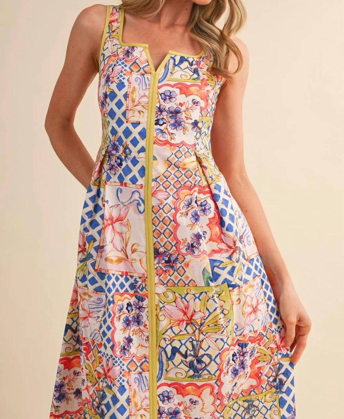 &Merci - Floral Contrast Piping Dress