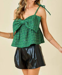 Day + Moon - Plaid Bow Babydoll Top