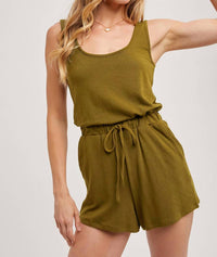 Bluivy - Sleeveless Knit Drawstring Romper