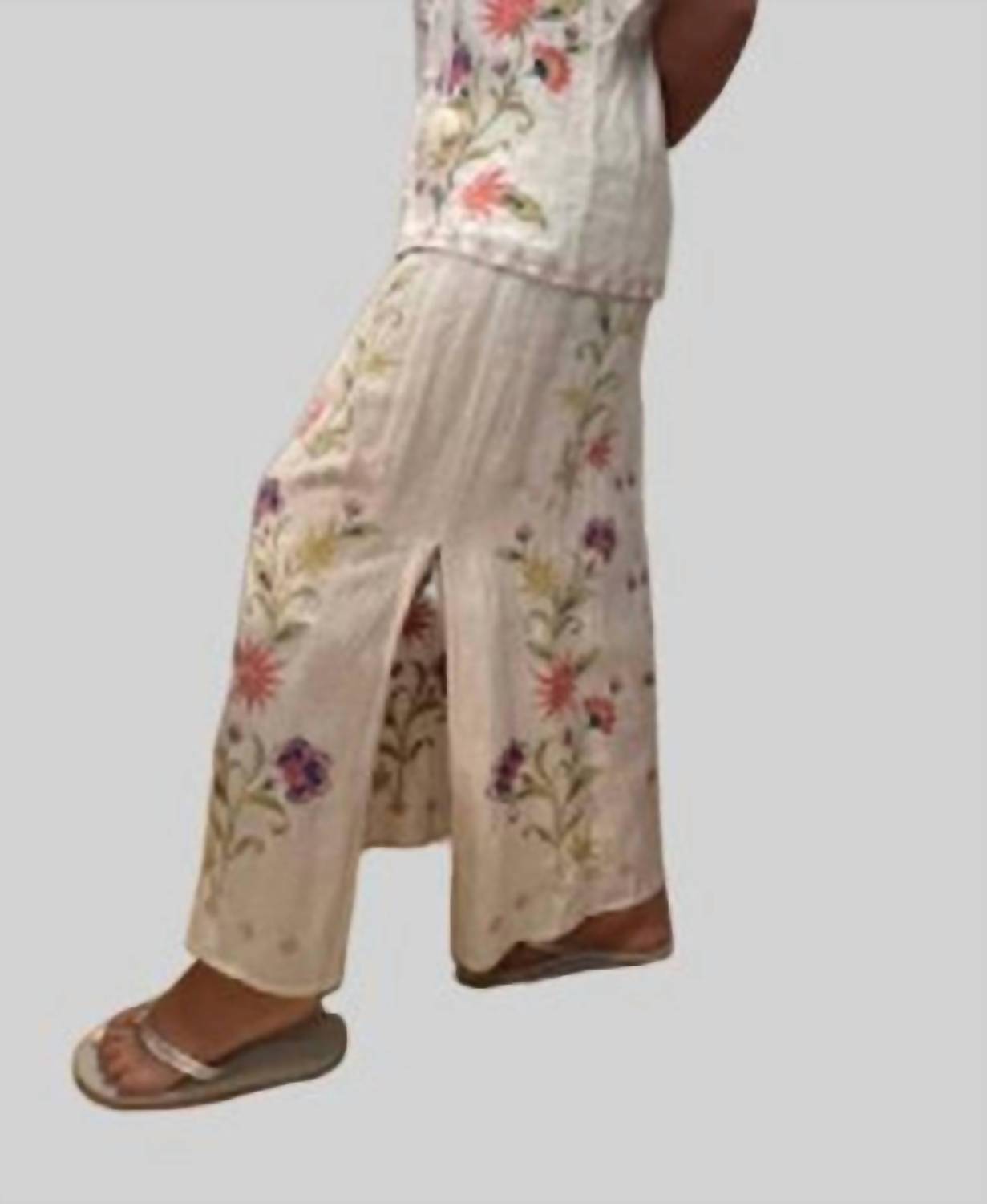 Johnny Was CALISTA HIGH SLIT LINEN SKIRT in elordi stripe - women's skirt - alternate view