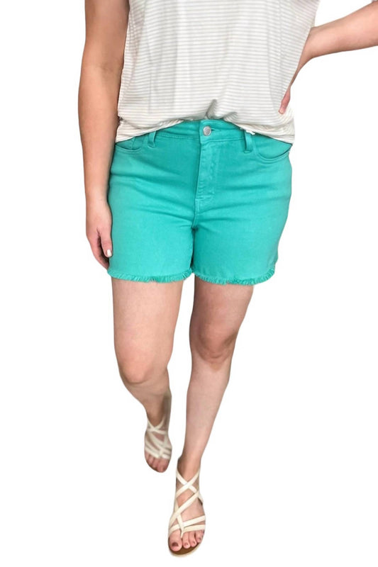 Judy Blue - Mid Rise Fray Hem Shorts