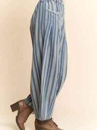 Davi & Dani - Striped Elastic Jean Pants