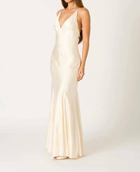Cotton Candy La - Elvira Fluted Satin Maxi Slip Dress