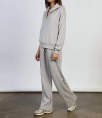 Dylan Saturday Wide Leg Pant in heather grey - women's pants - detail view
