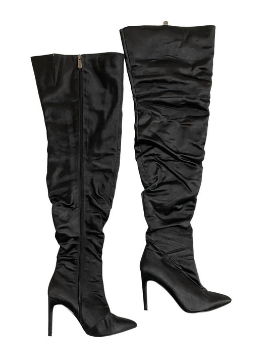 Cape Robbin - Women's Satin Stiletto Heels Over the Knee Boots
