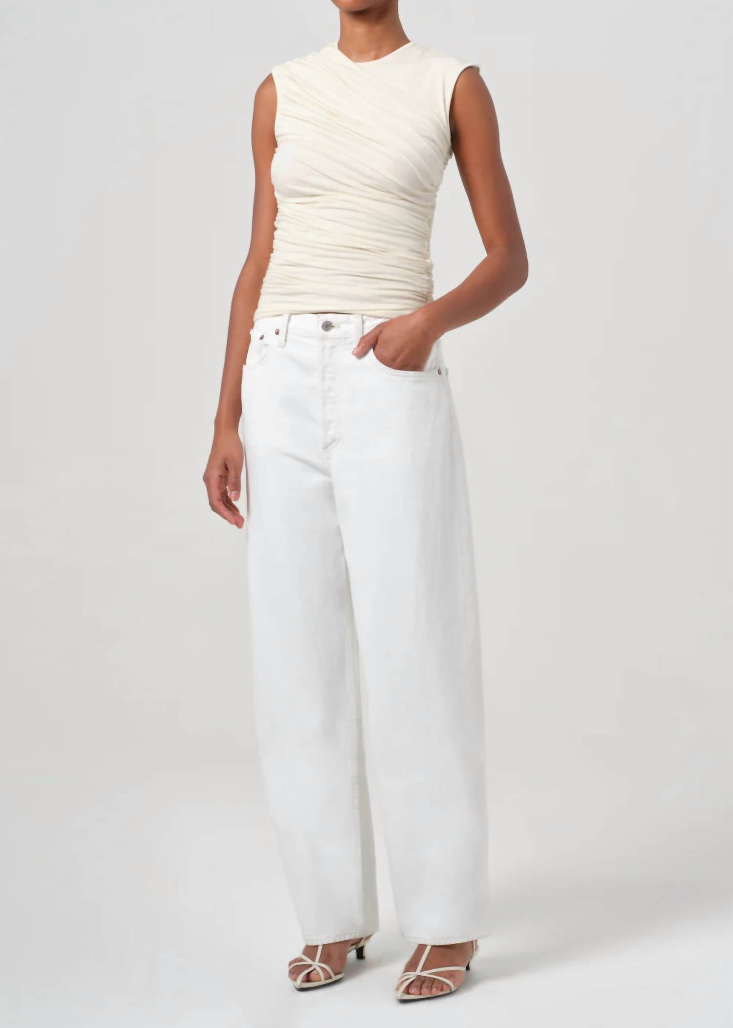 AGOLDE Ester Twist Tank in oat - women's tank top - view 4