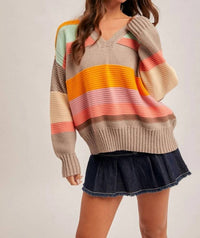 Hem & Thread - Colorblock Relaxed Crewneck Sweater