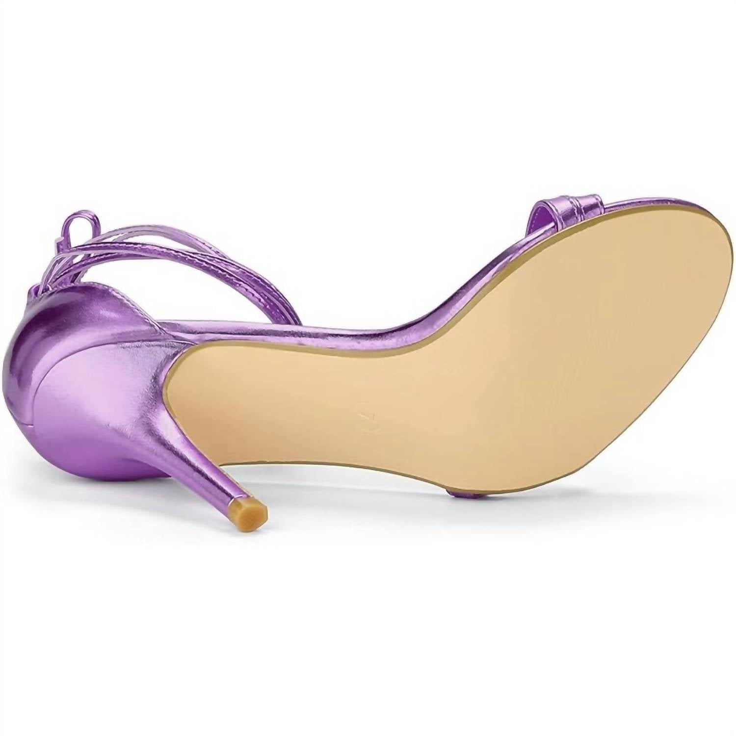 Allegra K Women's Open Toe Lace Up Stiletto 4" Heels Sandals in purple - women's heels - view 4