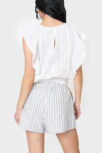Elan - Ruffle Sleeve Detail Smocked Blouse