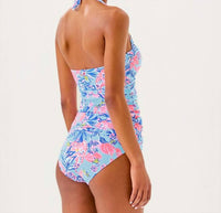 Lilly Pulitzer Lagoon Sarong Hipster Bottom in blue - women's swimwear - detail view