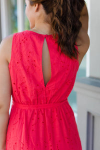Lovestitch - Hit Hot Eyelet Midi Dress