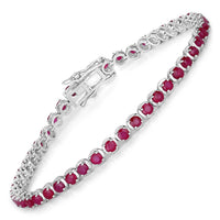 Diana M Jewels Women's Round Natural Mozambique Ruby Bracelet (3.13 Ct) - Signature Plus in 14k white gold - women's jewelry