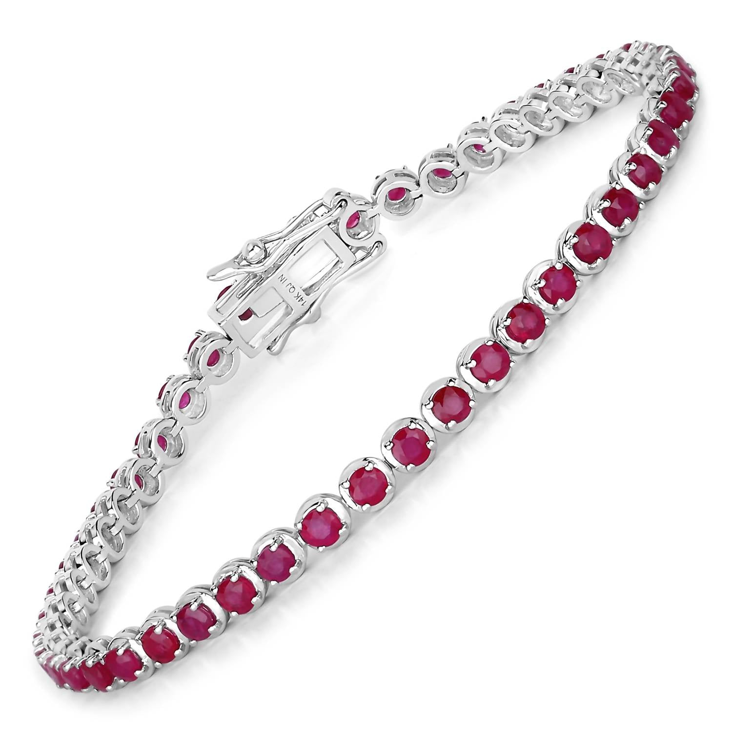Diana M Jewels Women's Round Natural Mozambique Ruby Bracelet (3.13 Ct) - Signature Plus in 14k white gold - women's jewelry