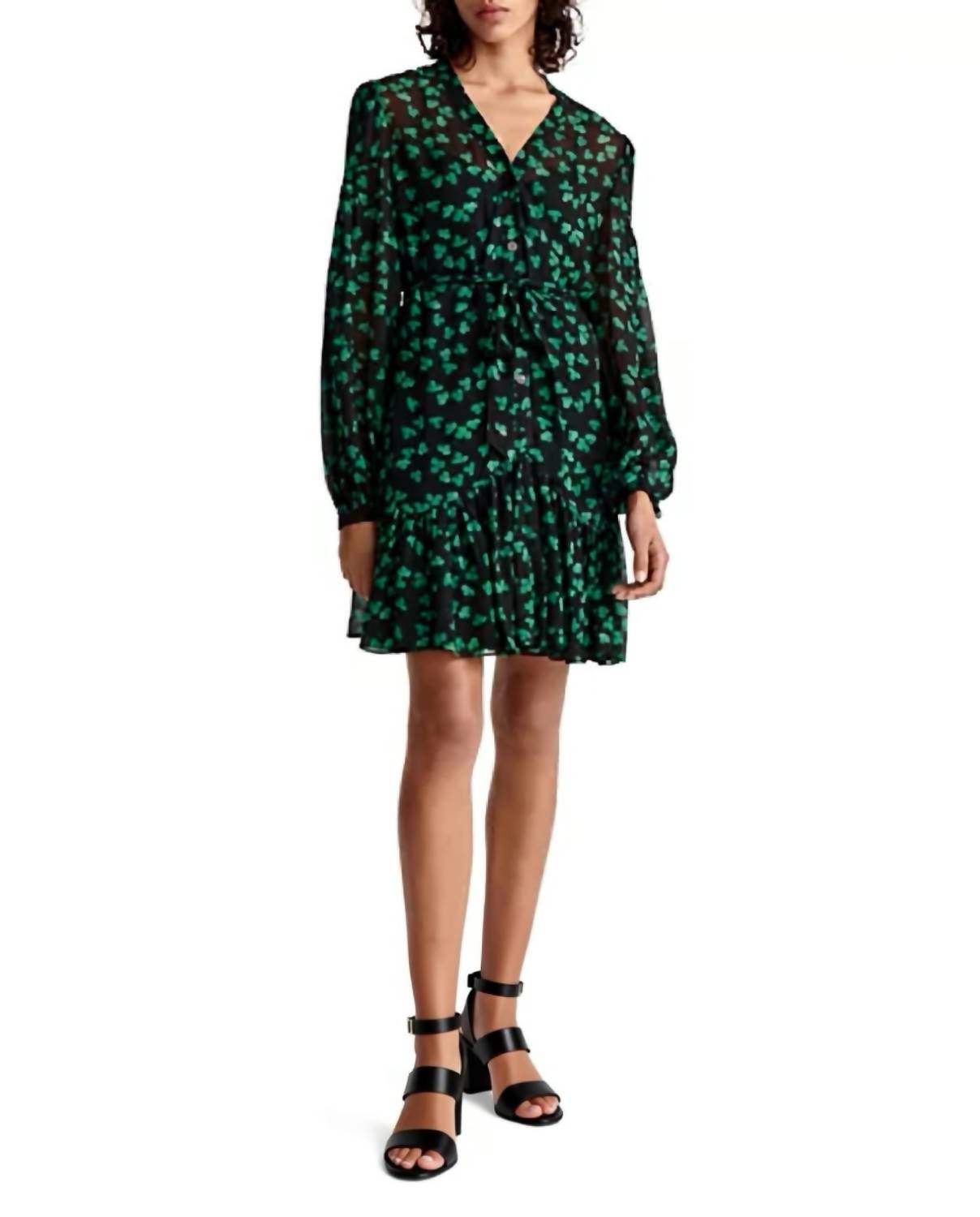 THE KOOPLES Naive Flowers Dress in blak1 - women's dress