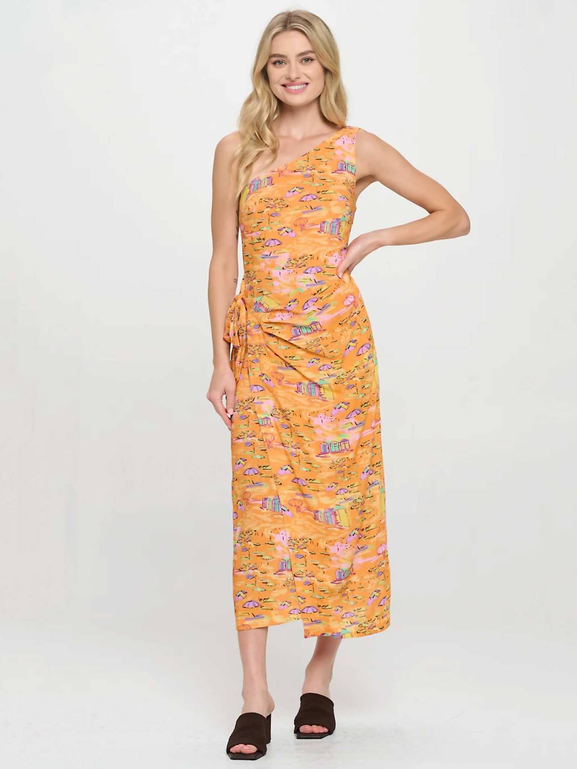 Meet Me In Santorini - One Shoulder Wrap Midi Dress