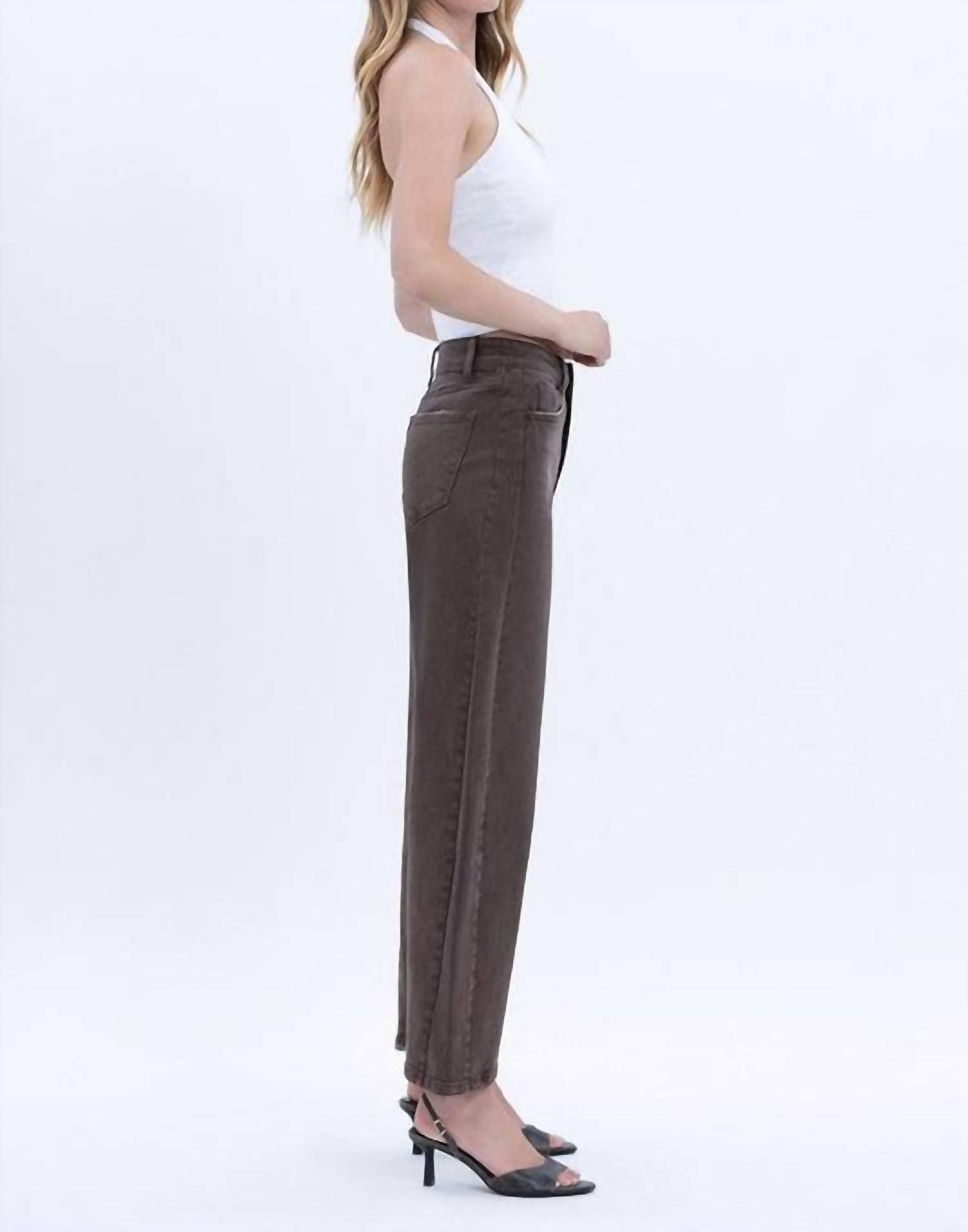 VERVET BY FLYING MONKEY Super High Rise Ankle Barrel Jean in toasted - women's jeans - alternate view