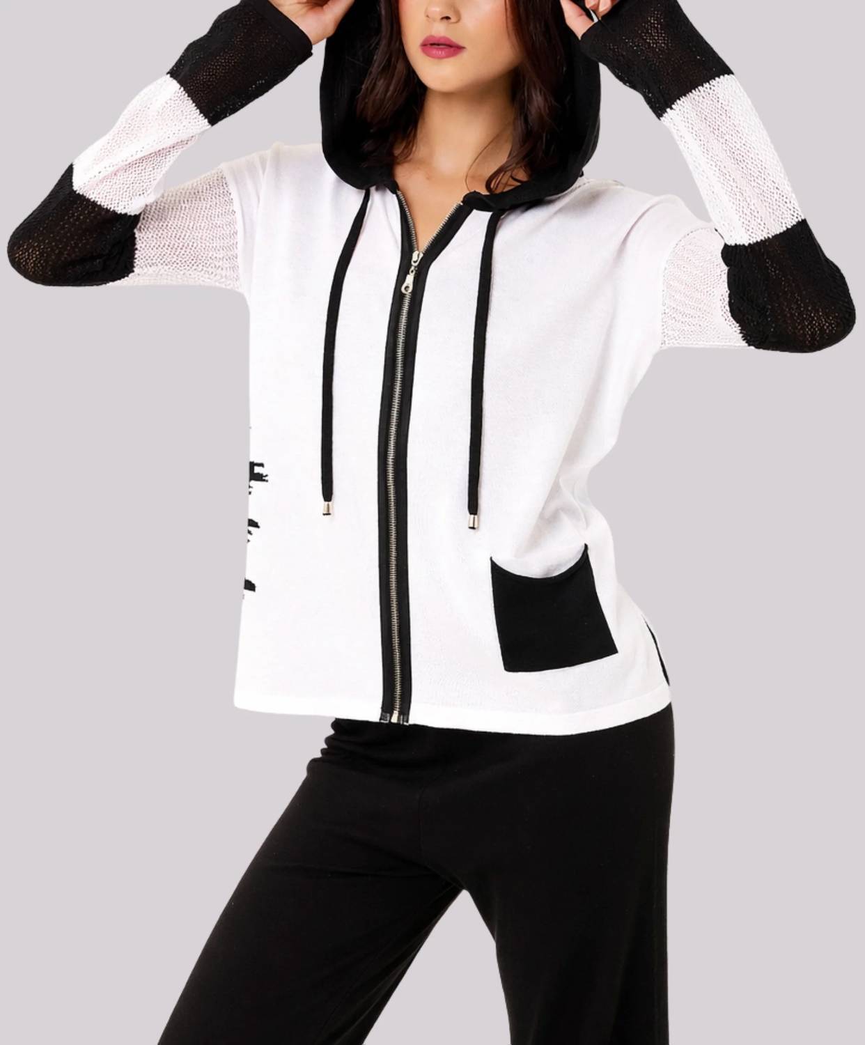 Angel Apparel - Knit Hoodie With Crochet Sleeves