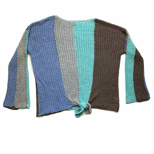 Davi & Dani - Colorblock Striped Open Fishnet Sweater