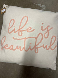 Mudpie - Pink Sentiment Dhurrie Pillow