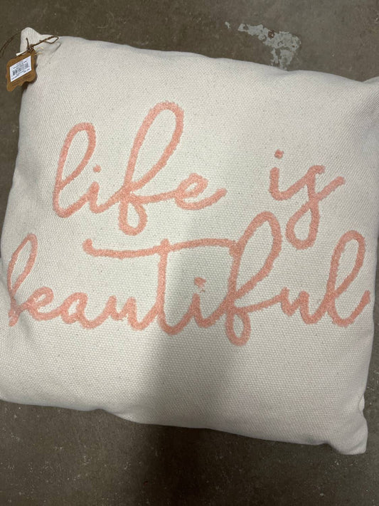 Mudpie - Pink Sentiment Dhurrie Pillow