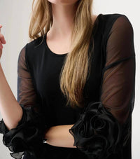 Joseph Ribkoff - Mesh Ruffled Sleeves A-line Dress