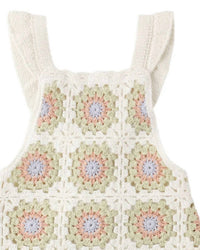 Rylee + Cru - Kid's Citron Daisy Check Crochet Romper