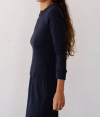 Donni. - Pointelle V-neck Long Sleeve Top