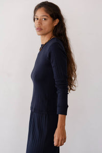 Donni. - Pointelle V-neck Long Sleeve Top