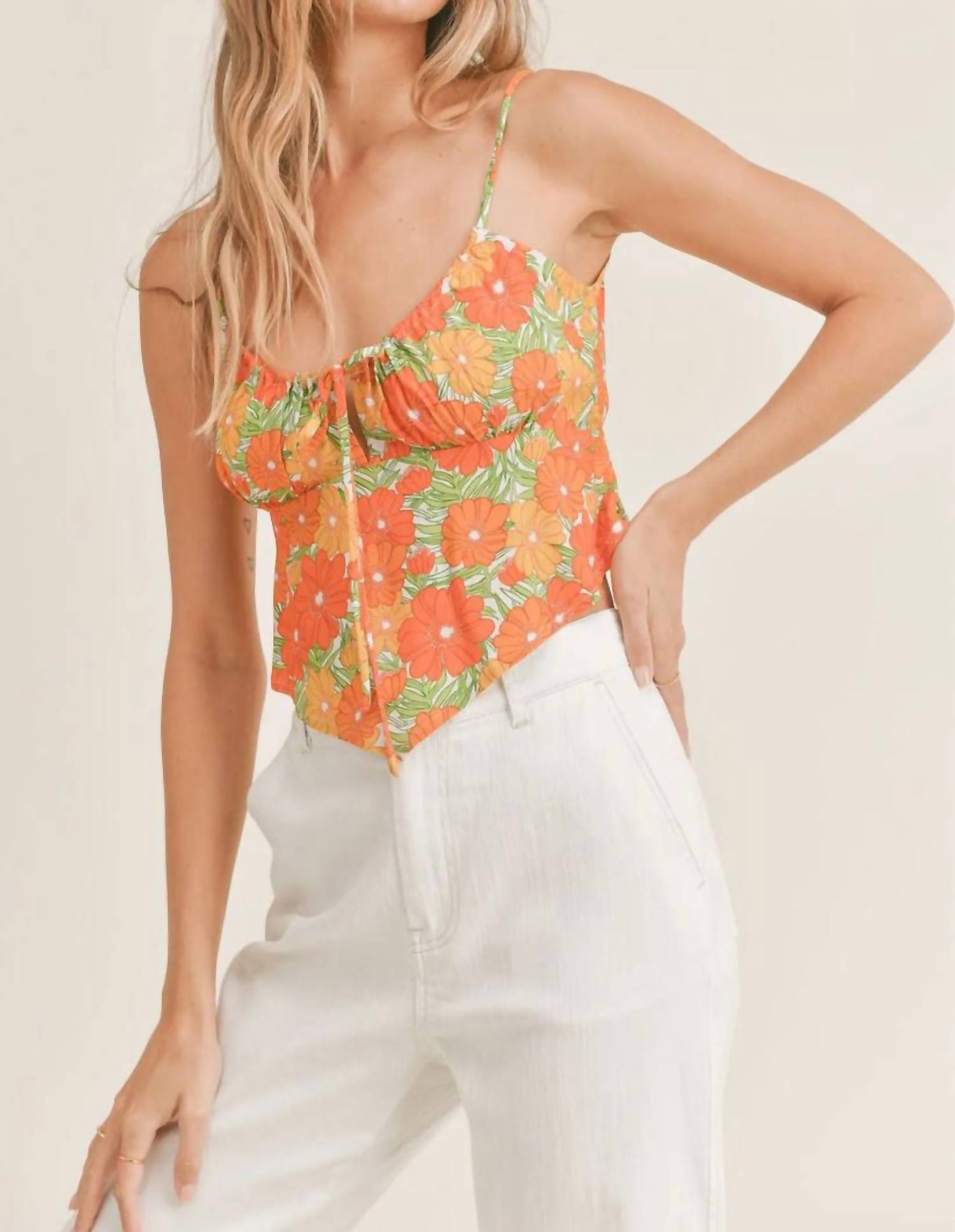 Sadie & Sage - Summer Forever Tie Front Camisole Top