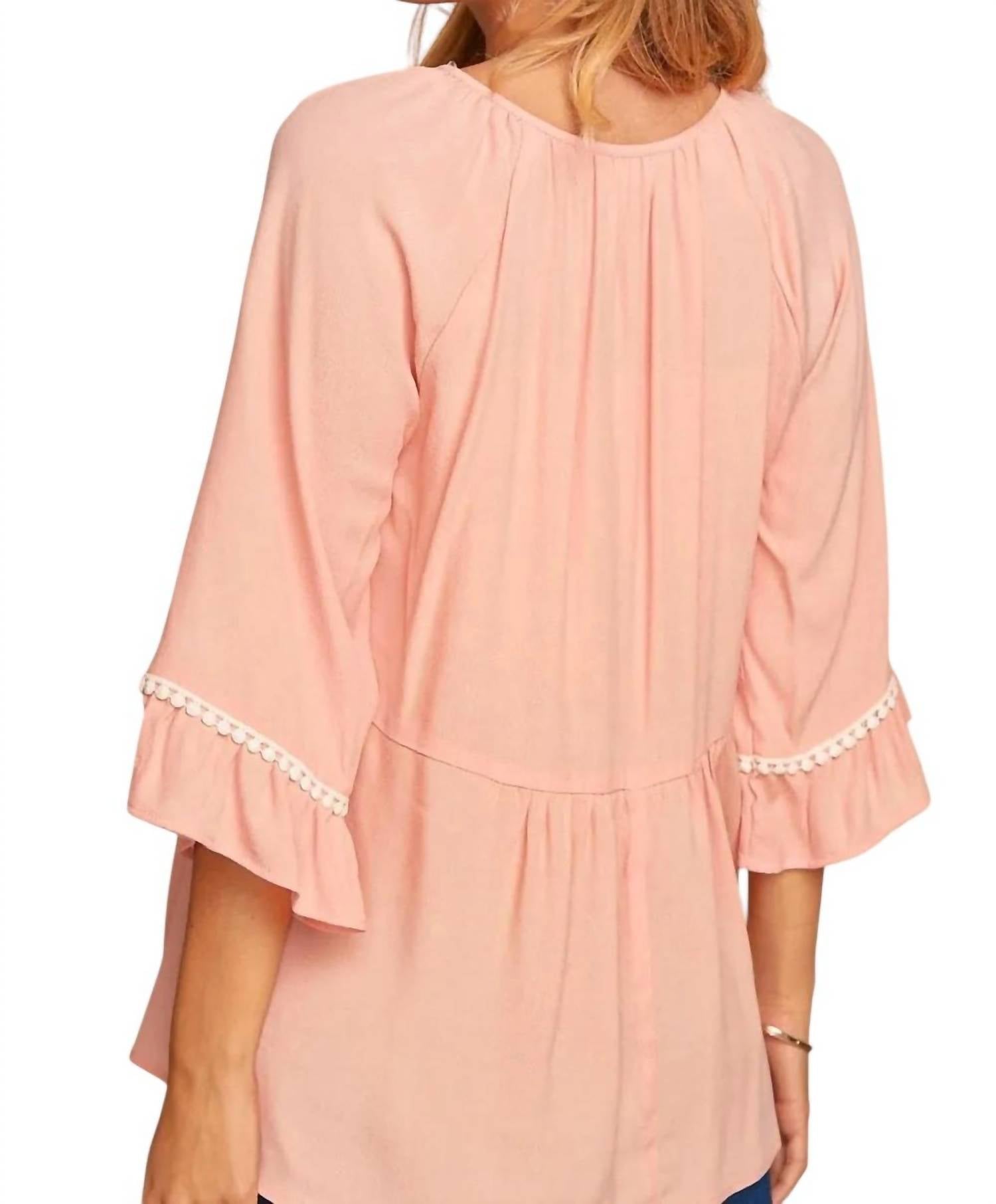 Haptics - TIE CROCHET DETAIL 3/4 SLEEVE BLOUSE