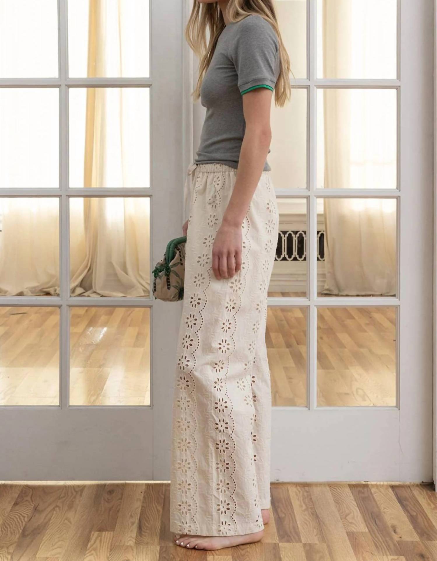 Raisonnel - Teagan Eyelet Embroidered Wide-leg Pants