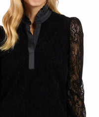 Jude Connally - Teri Flocked Lace Scallop Ruffle Neck Top