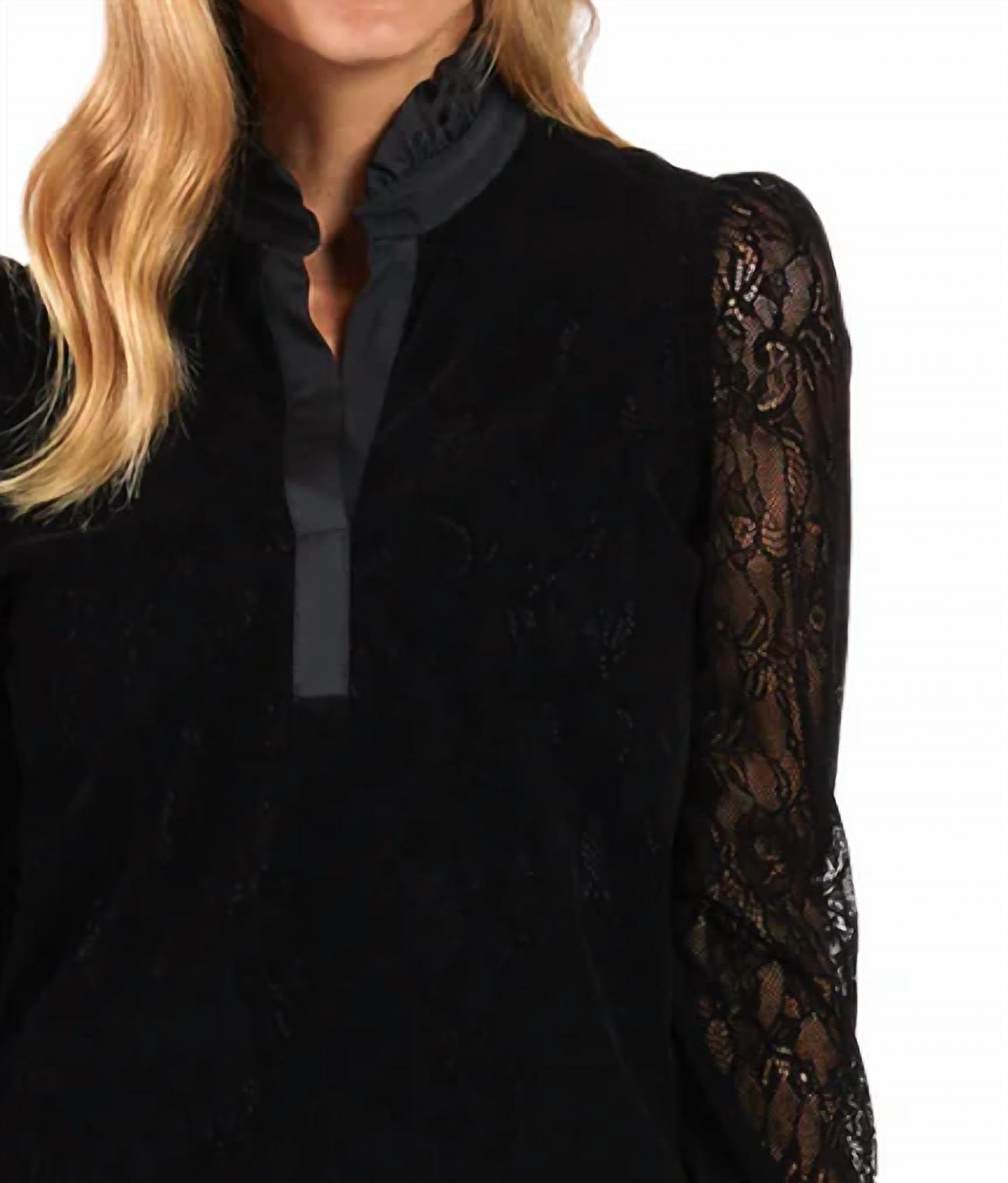 Jude Connally - Teri Flocked Lace Scallop Ruffle Neck Top