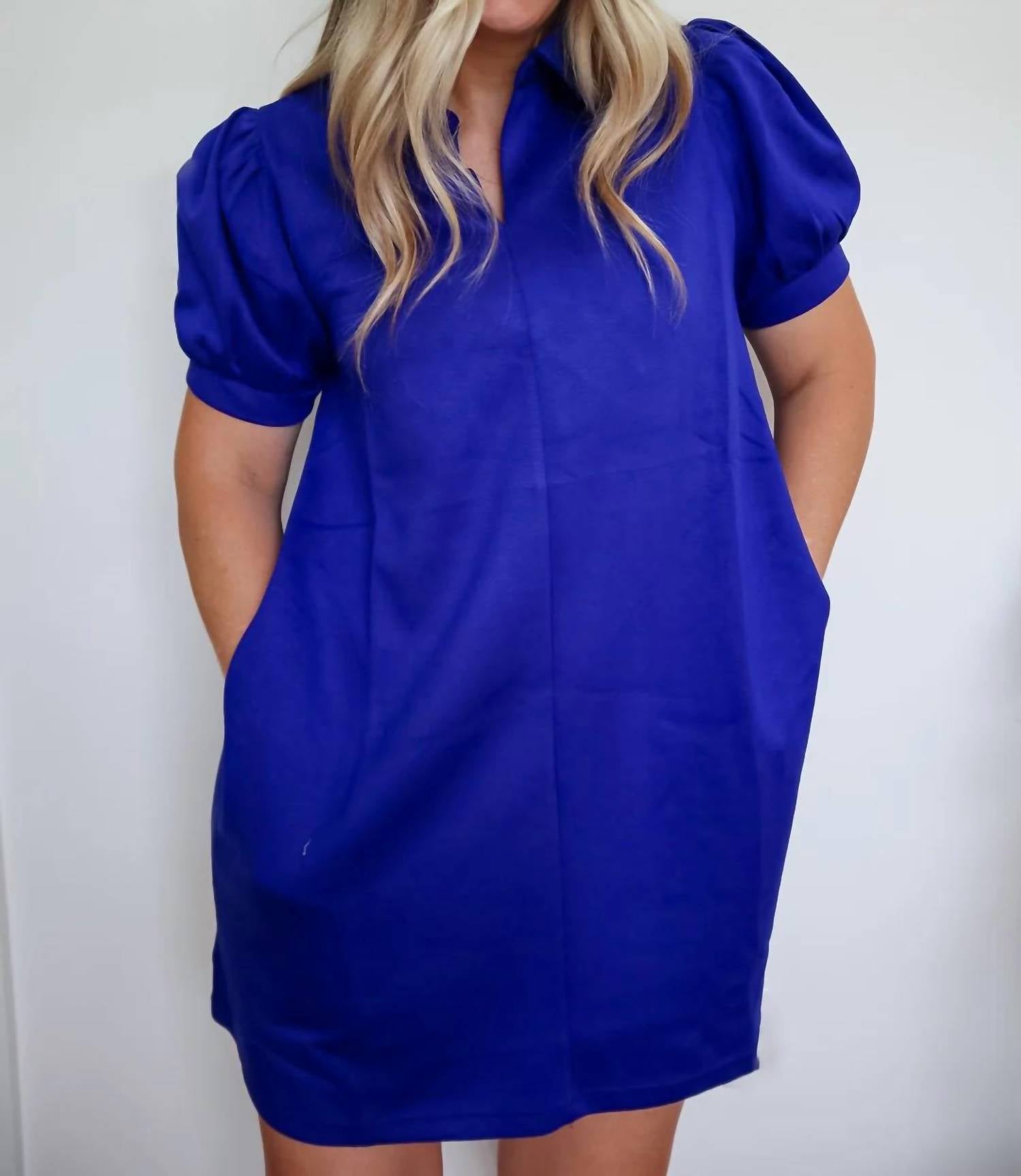 Jodifl - Women's Eloise Puff Sleeve Jersey Collar Dress