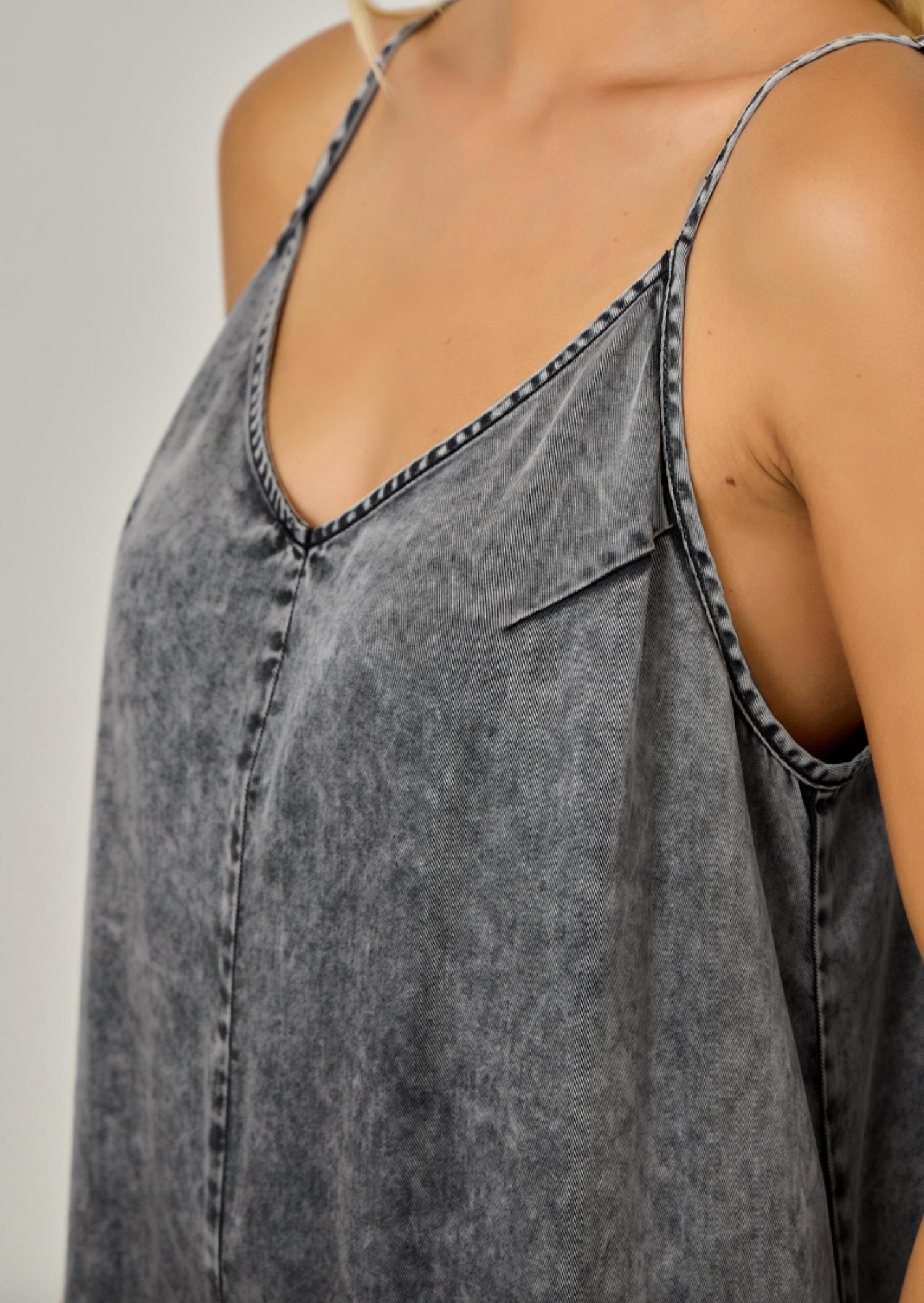 Mystree - Smocked Waist Wide-leg Tencel Jumpsuit