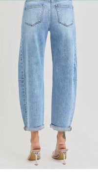RISEN Barrel Jeans in medium denim - women's jeans - detail view